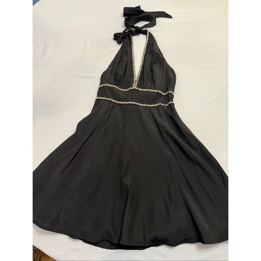 NWT Mustard Seed Black Beaded Cocktail Party Halter Dress Size Small New